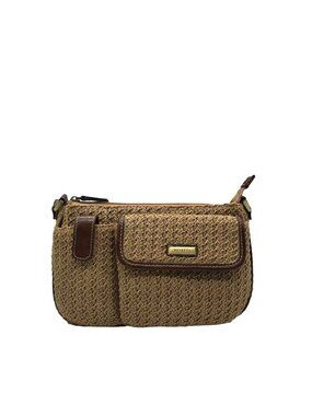 Rosetti Tan Woven Straw Shoulder Bag